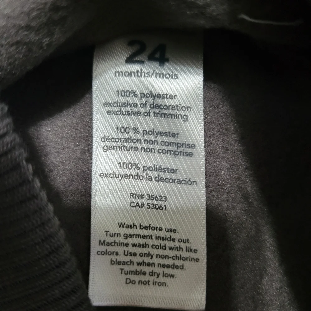 New Carter's Baby Micro Fleece Gray Penguin Zip Up Hoodie Size 24M